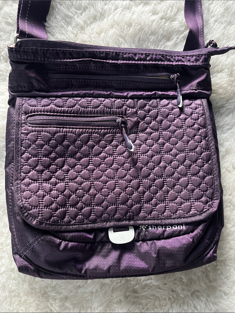 Sherpani Jagle Purple Quilted Crossbody Bag with Adjustable Strap